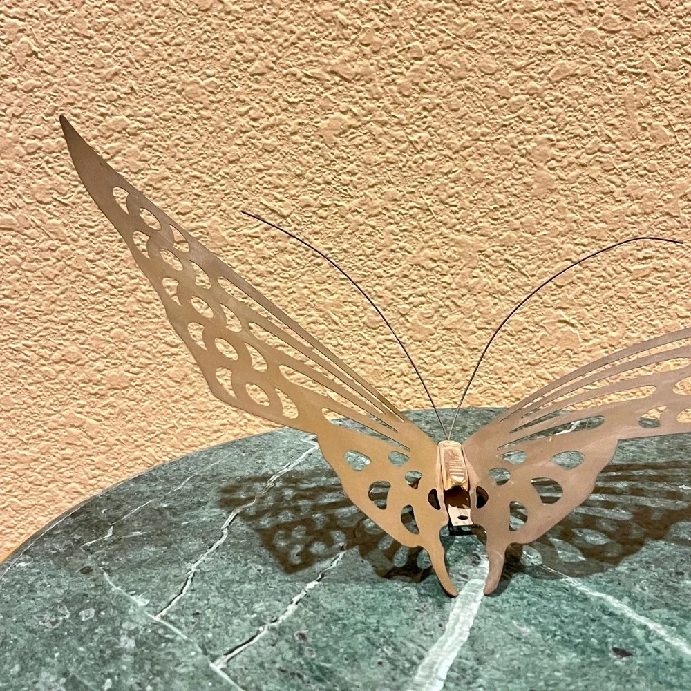 Vintage Mid-Century Lightweight Flapping Brass Butterfly Hanging Wall Decor